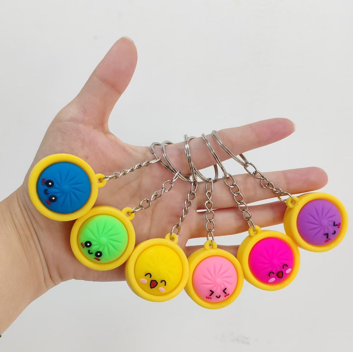 Wholesale Electroplated PVC Soft Glue Cartoon Baozi Keychain Decorative Bag Charm