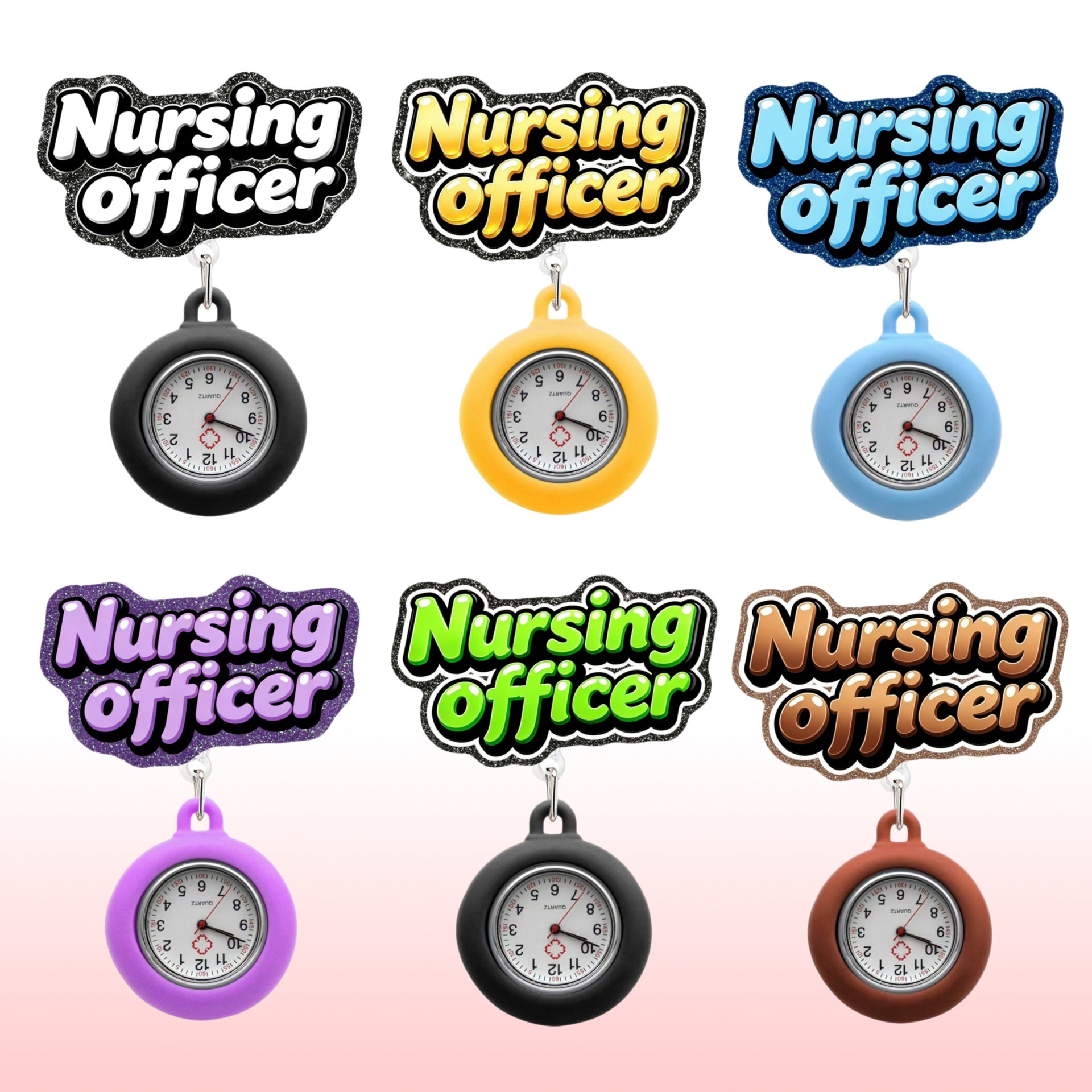 Wholesale Telescopic Nurse Officer Watch,  Soft Rubber Anti-loss and Anti-fall Easy-pull Buckle,  Telescopic Name Tag Customization