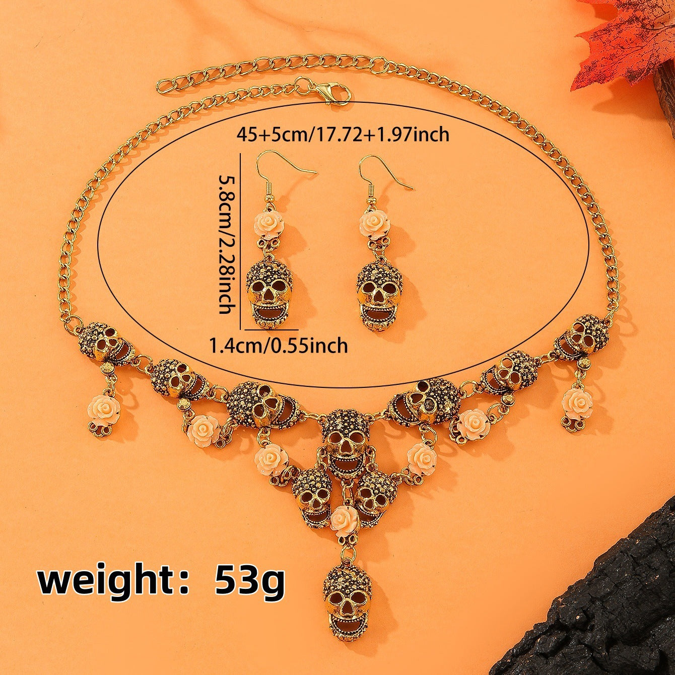 Wholesale  Skull Punk Retro Jewelry Set Necklace Earrings Fashion Accessory Gift