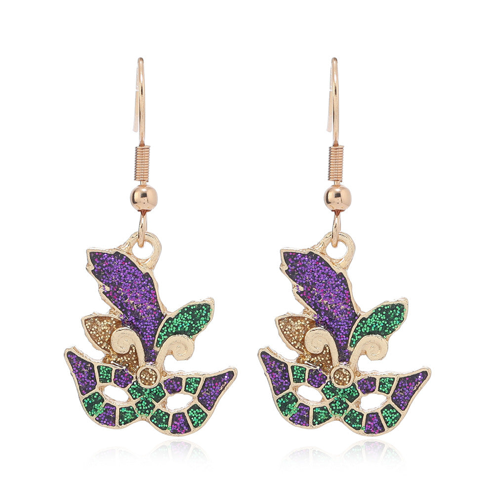 Wholesale Carnival Earrings Glittering Iris Mask Umbrella Dangles