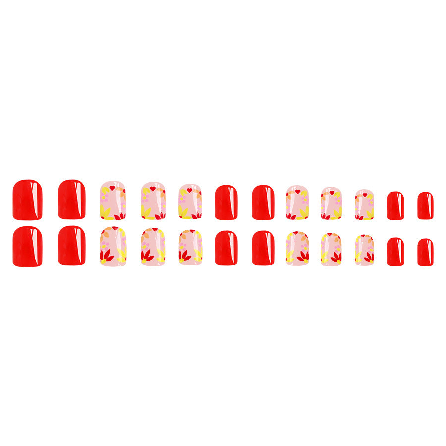 Wholesale 24 Pieces/box Flower Simple Press-on Nails Kits Nail Stickers ACC-NS-GuaiXL101