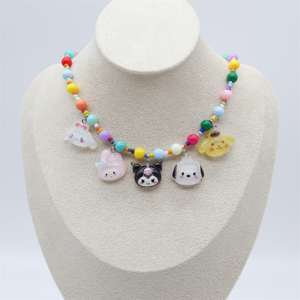 Wholesale Cute Children's Cartoon Character Colorful Beaded Necklace