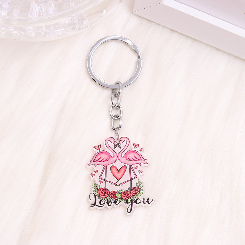 Wholesale Valentine's Day Heart Gnome Flamingo Rainbow Acrylic Keychain