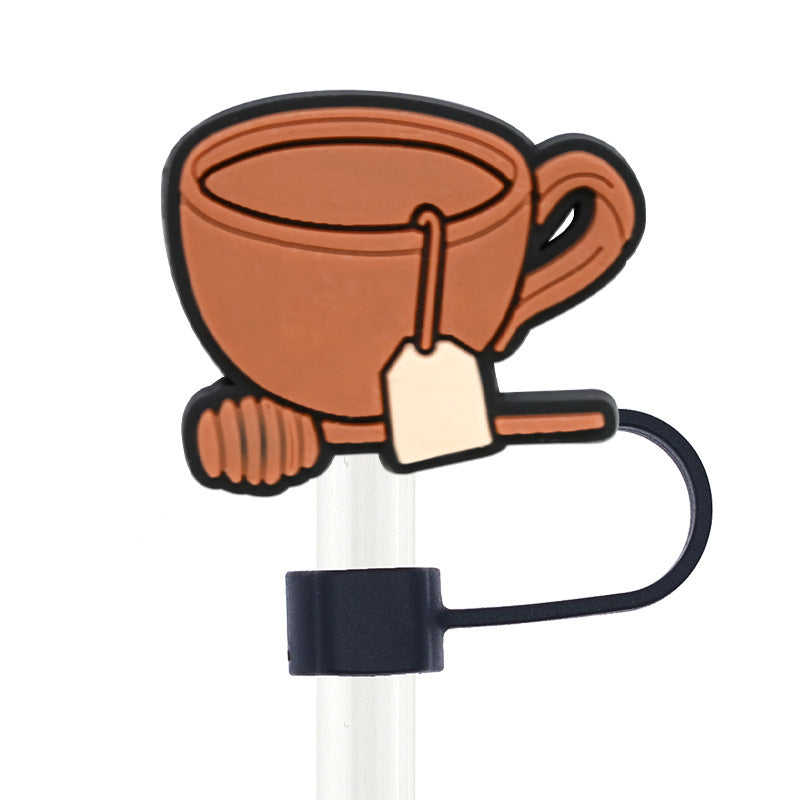 Wholesale Random 100pcs Thanksgiving 10mm PVC Soft Straw Tube Cap ACC-SCR-RYY103