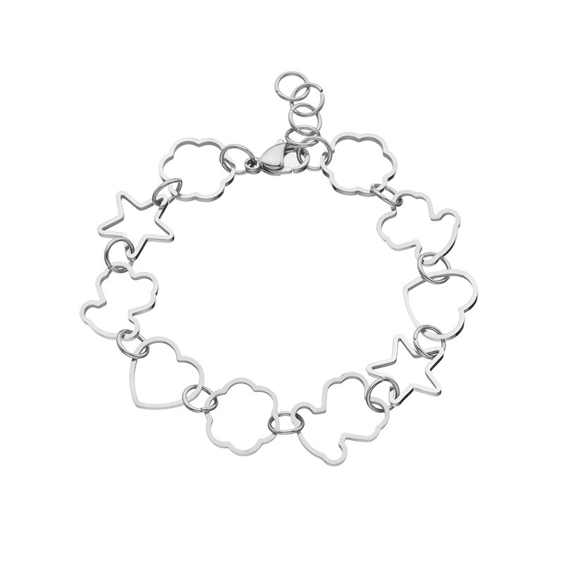 Wholesale hollow bear heart variety of titanium steel bracelet