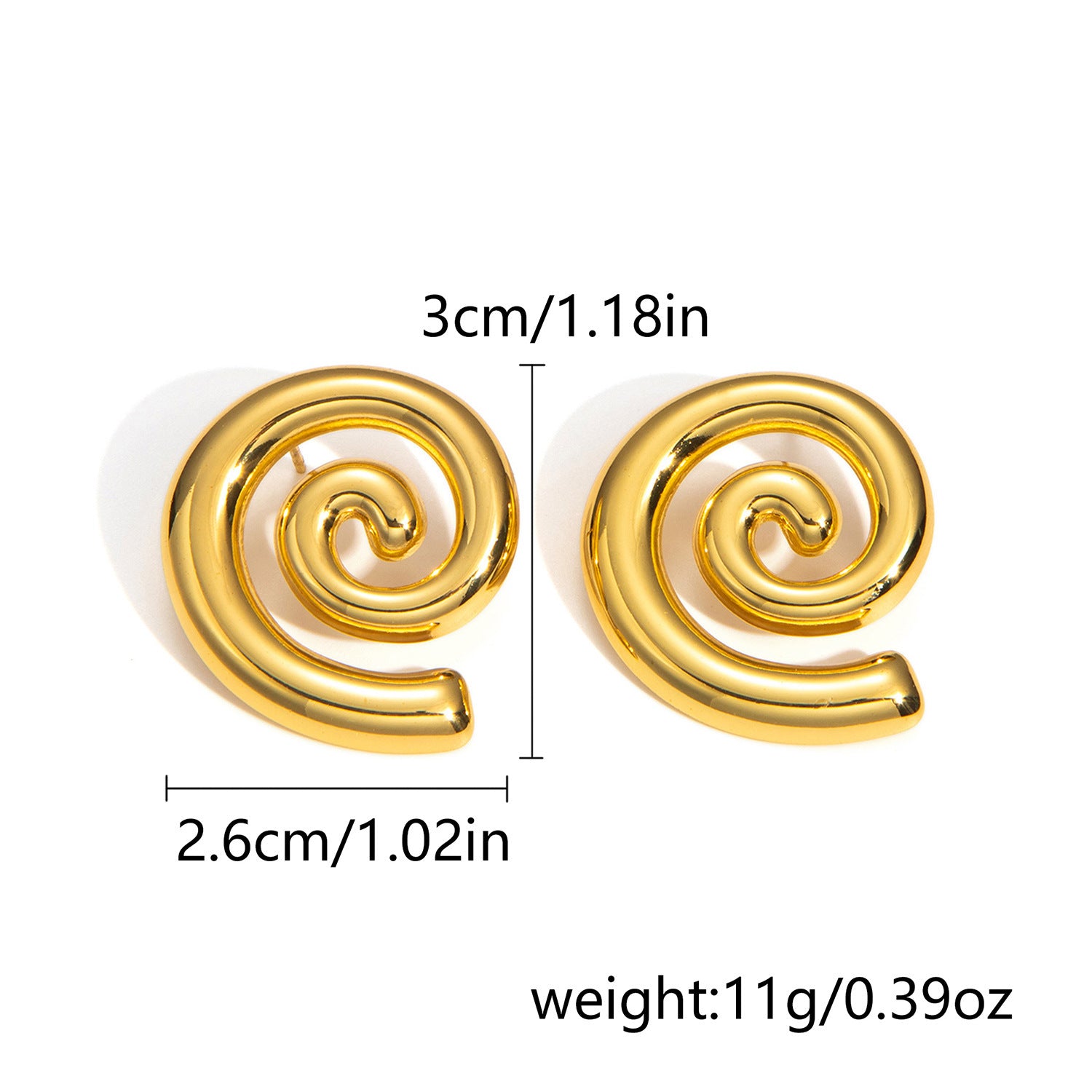Wholesale Retro geometric earrings creative stainless steel round love pleated earrings