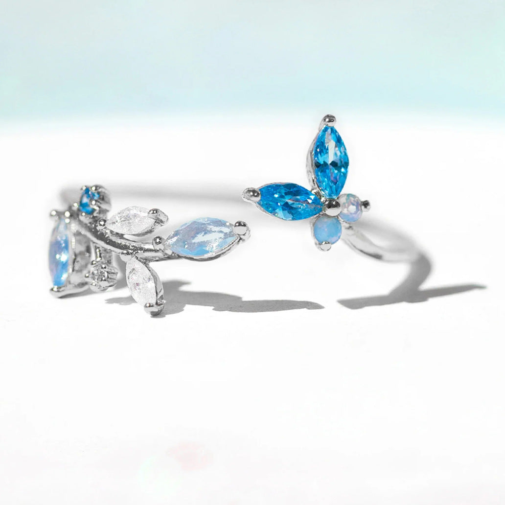 Wholesale  Zircon Moon Star Butterfly Heart-Shaped Opening Adjustable Ring