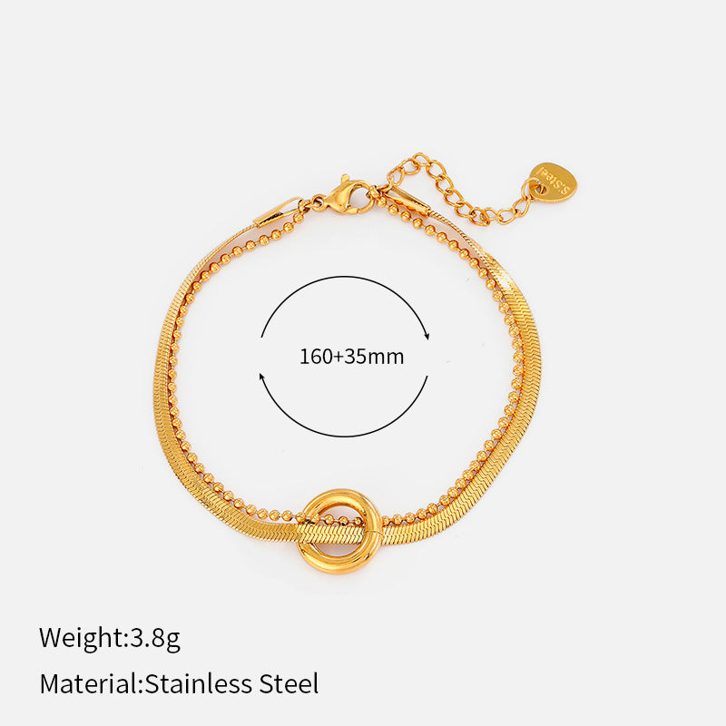 Wholesale Stainless Steel Double-Layer Stacked Jewelry Retro Light Luxury  Bracelet