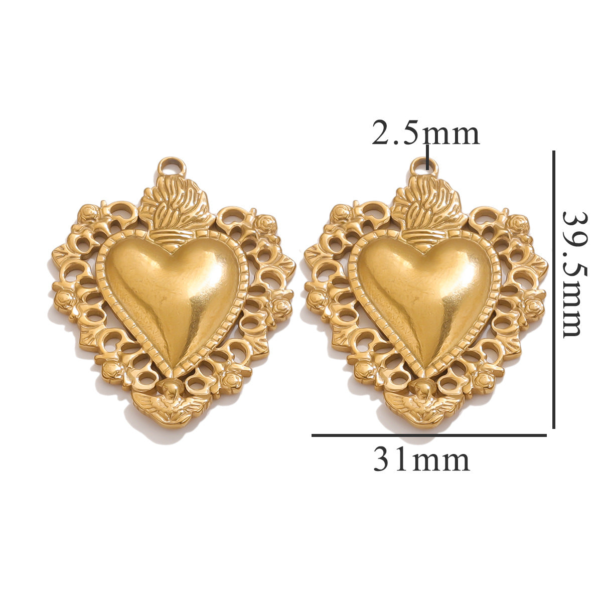 Wholesale 5pcs Stainless steel  retro three-dimensional sun love pendant