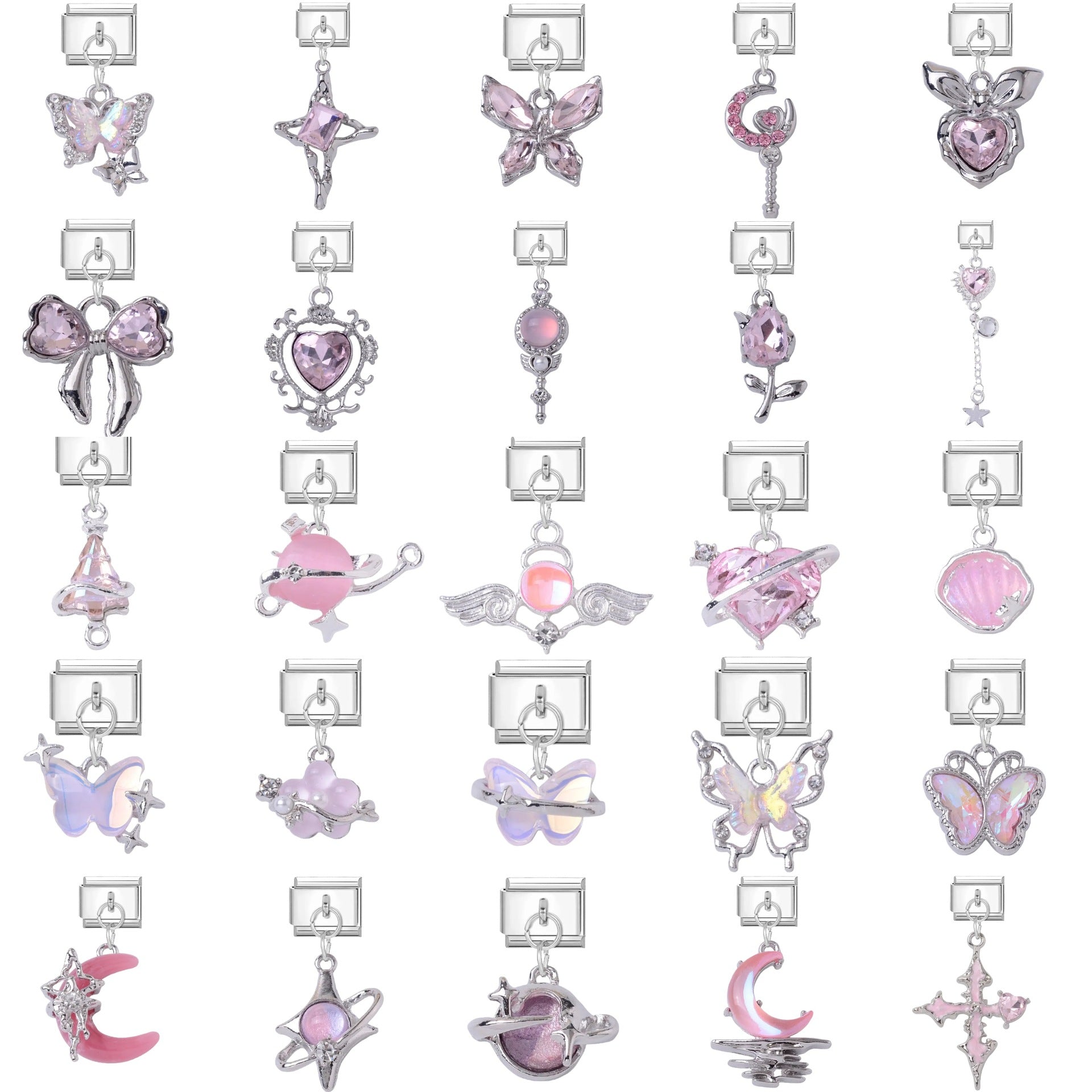 Wholesale Stylish DIY Bracelet Kit Titanium Steel Purple Pink Butterfly Star Charms Jewelry Accessory