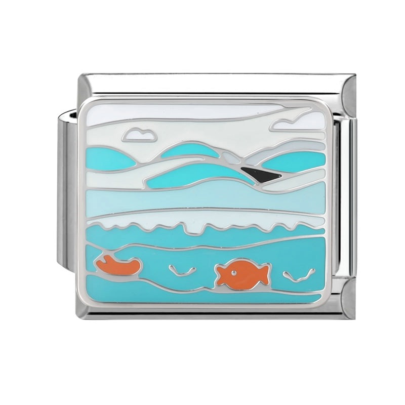 Wholesale 9mm Italian Charm Starter Bracelets DIY Marine Series Stainless Steel Composable Bracelet