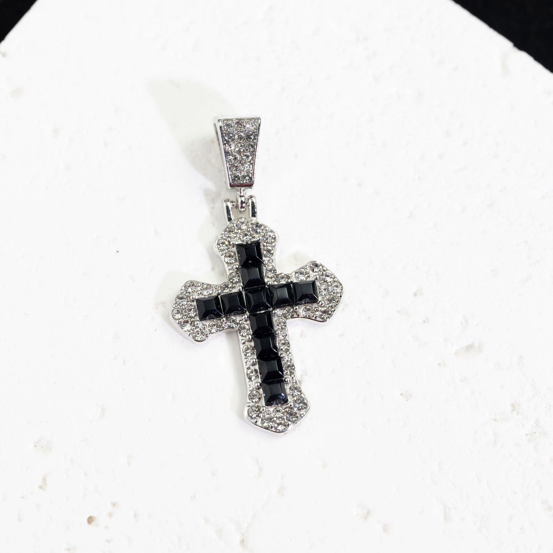 Wholesale Titanium Steel Hip Hop Cross Pendant Necklace Zircon Studded Sweater Chain For Everyday Wear