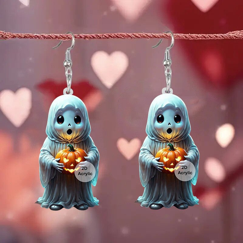 Wholesale  Pumpkin Ghost Pendant Acrylic Earrings