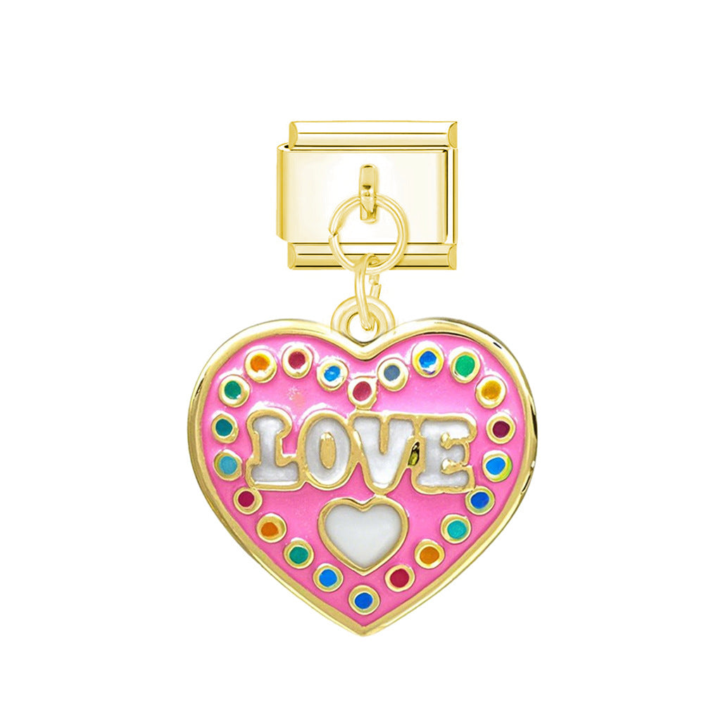 Wholesale  Italian Charm Bracelet 9mm DIY  Letter Heart  Creative Stainless Steel Composable Bracelet