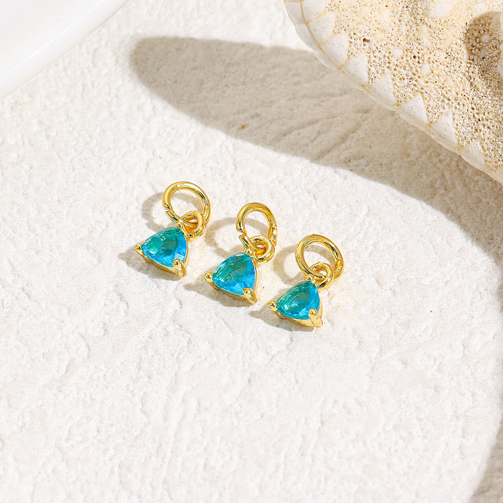 Wholesale Geometric triangle colored zircon small pendant