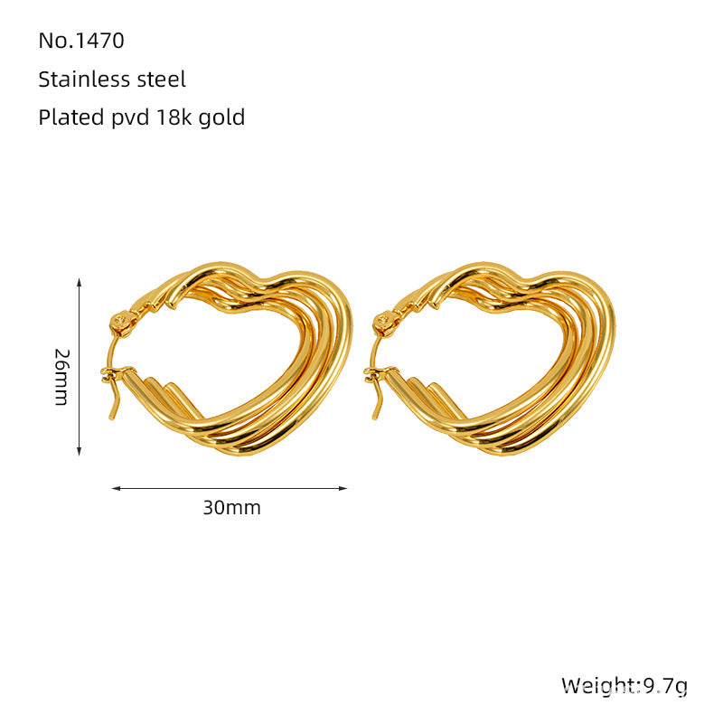 Wholesale Love earrings butterfly earrings stainless steel 18K multi-layer line irregular earrings