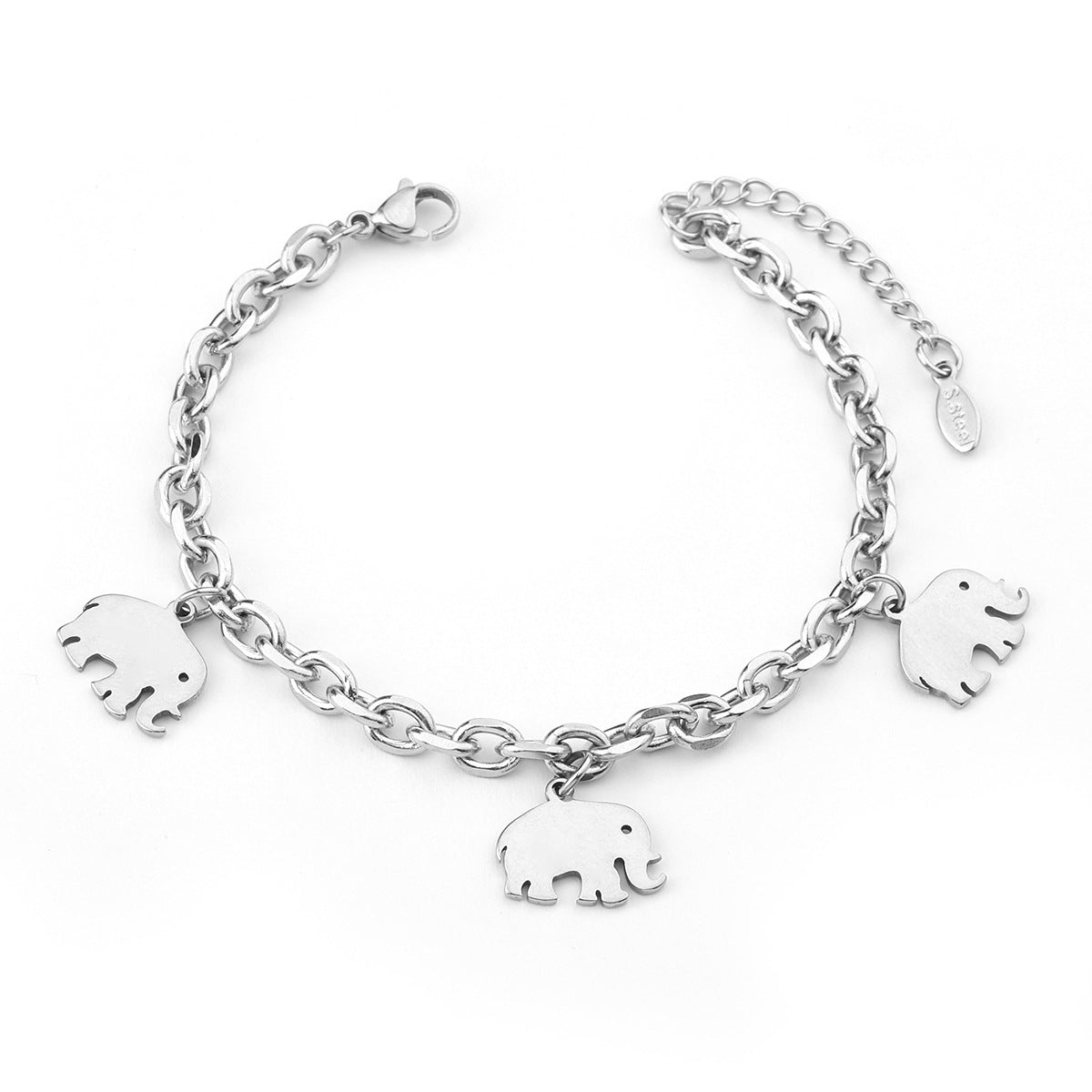 Wholesale Single Layer Chain Small Elephant Star Stainless Steel Bracelet ACC-BT-jiax008