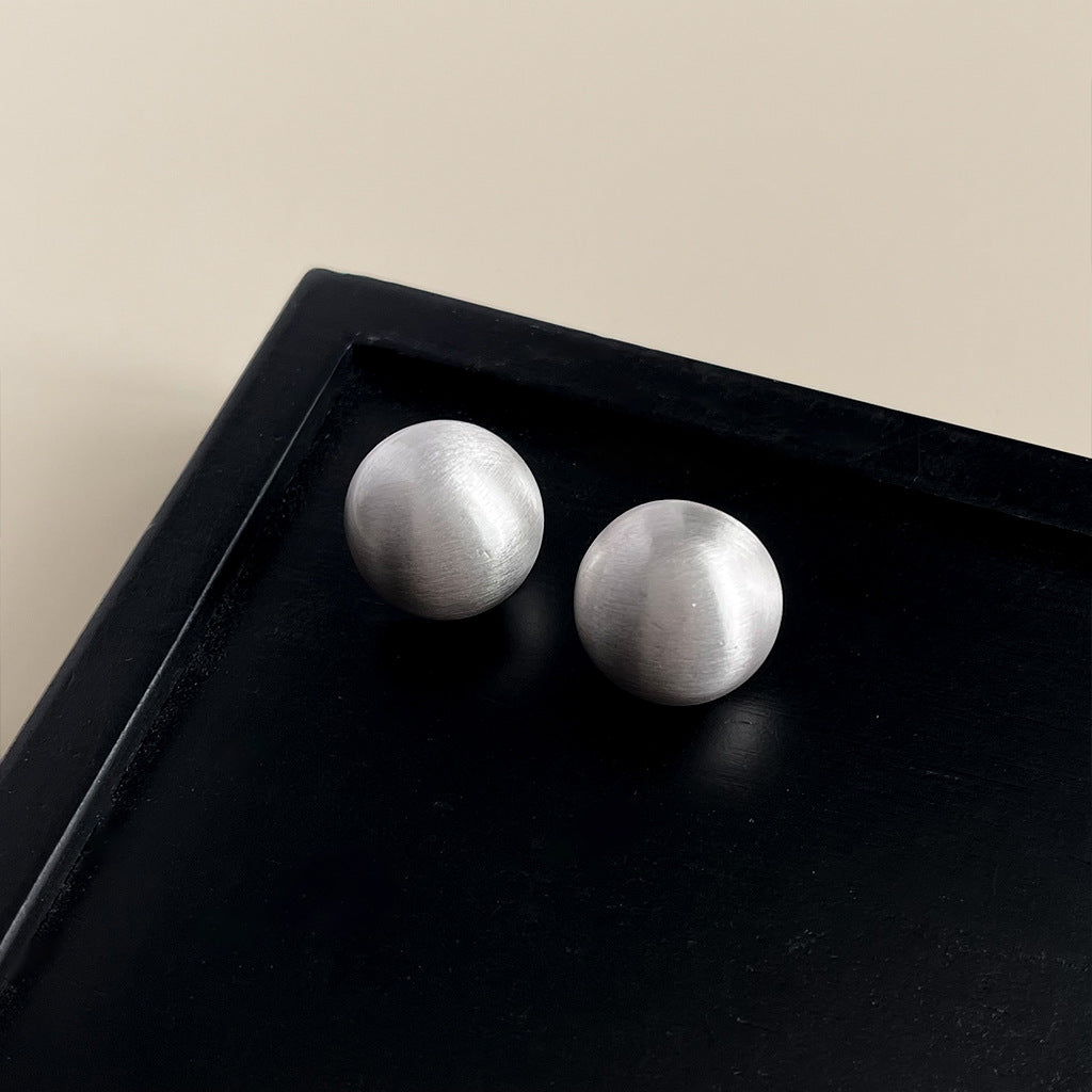 Wholesale  simple brushed frosted bean stud earrings