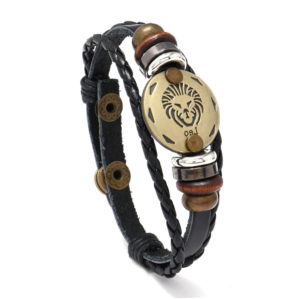 Wholesale 12 Constellations Cowhide Bracelet Adjustable Braided Beaded Bracelet Miyuki ACC-BT-Saih002