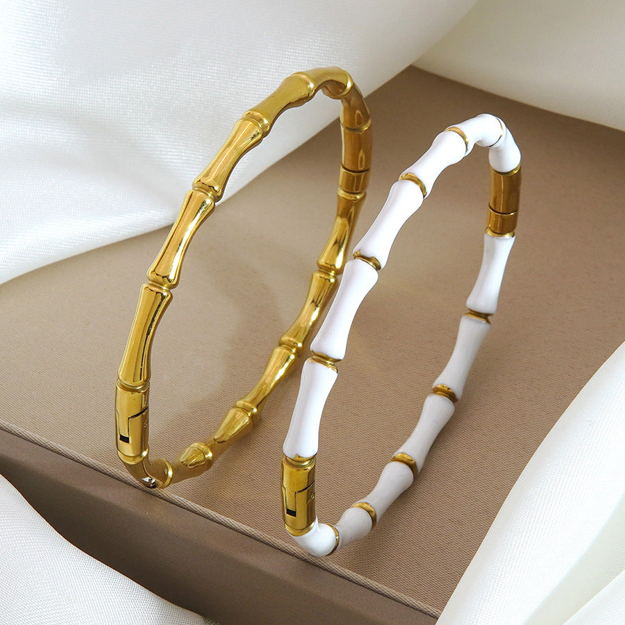 Wholesale Stainless steel bamboo bracelet plated with 18k gold