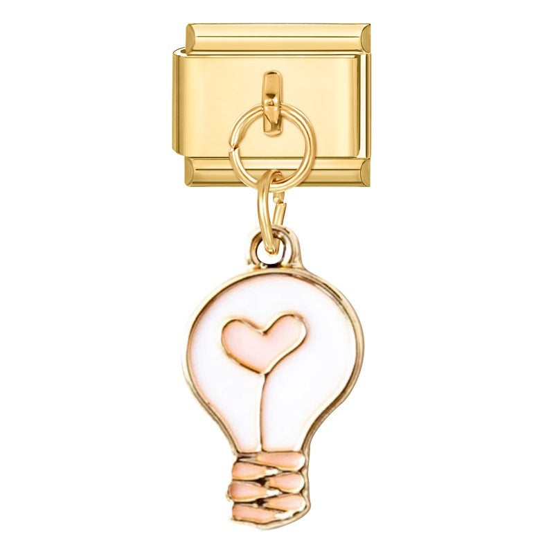 Wholesale  Italian Charm Bracelet 9mm DIY Flower Pendant Creative Stainless Steel Composable Bracelet