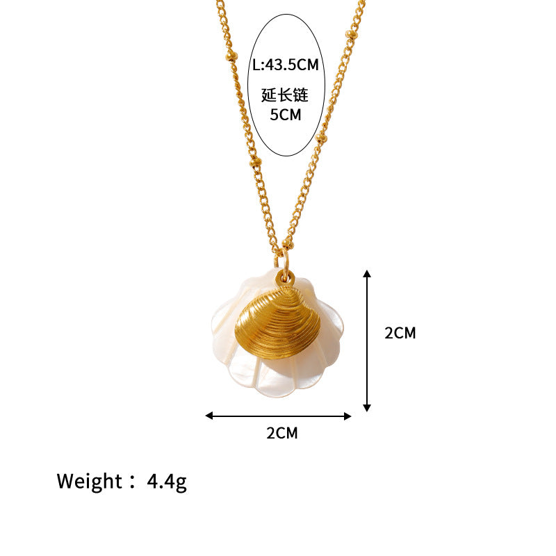 Wholesale  Shell Summer Beach Wind Stainless Steel Shell Starfish Necklace