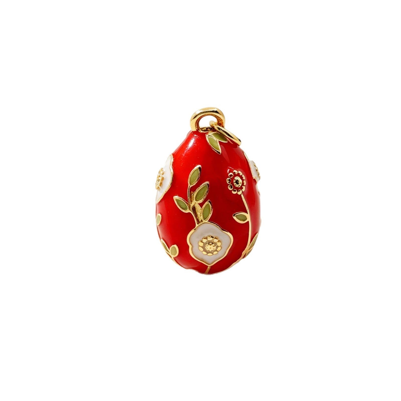 Wholesale Sweet Cool Wind Easter Egg Pendant Necklace,  Gold-Plated Copper Enamel Flower Jewelry,  Fashion Accessory Gift
