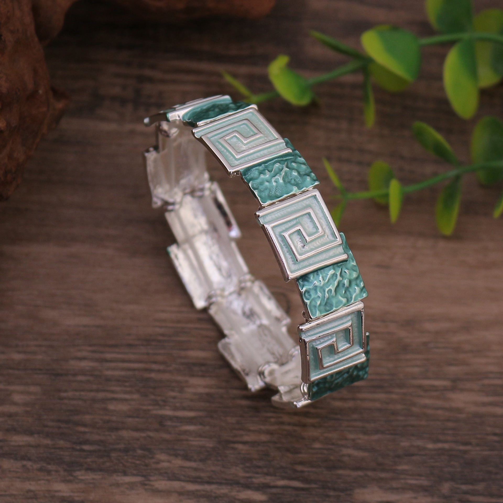 Wholesale color painting oil geometric square totem elastic bracelet