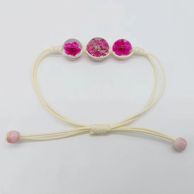 Wholesale Cherry Blossom Plum Blossoms Gypsophila Hand-woven Natural Real Flower Bracelet Rope ACC-BT-Youl007