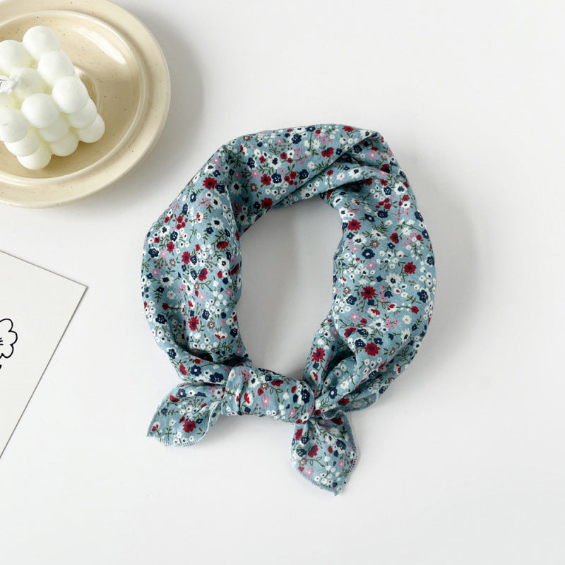 Wholesale Cotton blue cashew scarf small square scarf