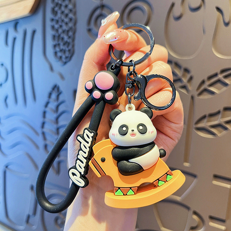Wholesale Cartoon Panda PVC Soft Keychain Creative Keychain ACC-KC-HangLi004