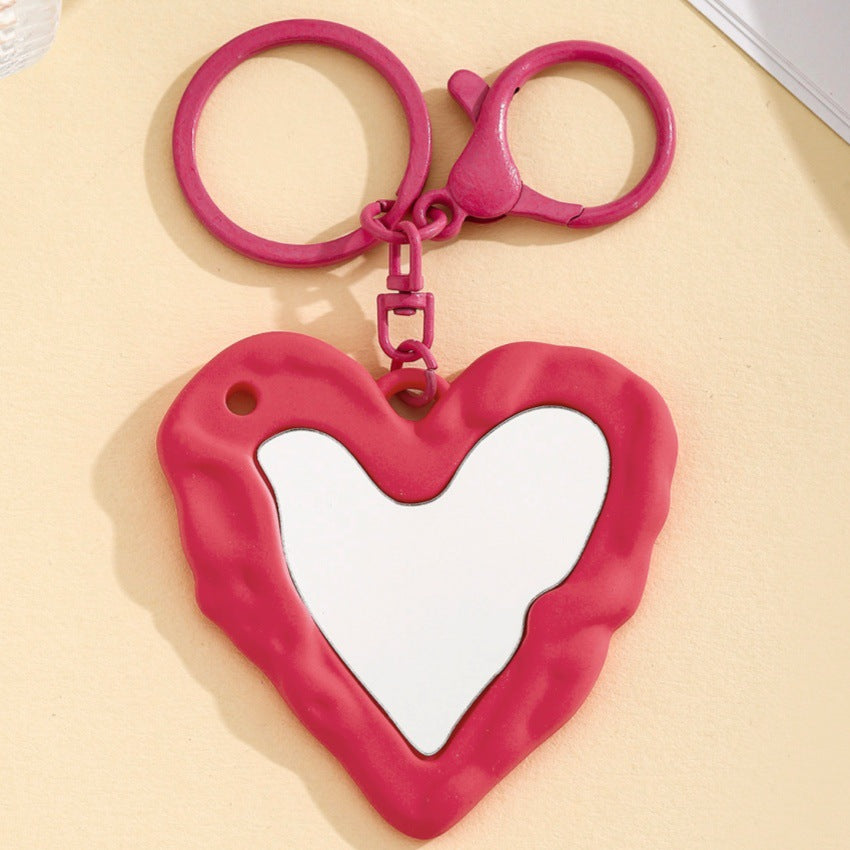 Wholesale sweet and cool acrylic heart mirror keychain pendant