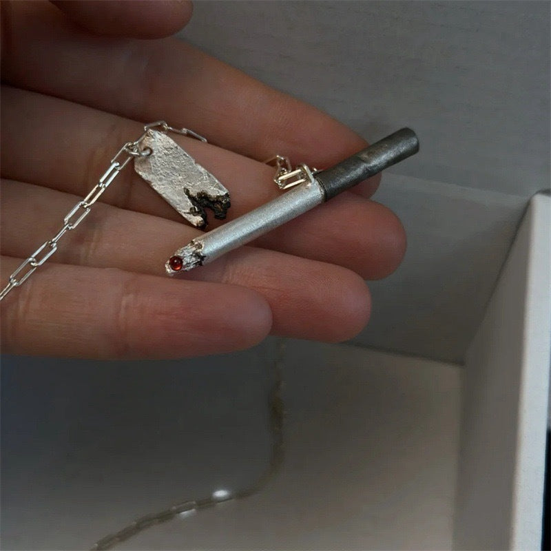 Wholesale  A Lighted Cigarette Elegant Women's Pendant Diamond Two-Tone Clavicle Chain