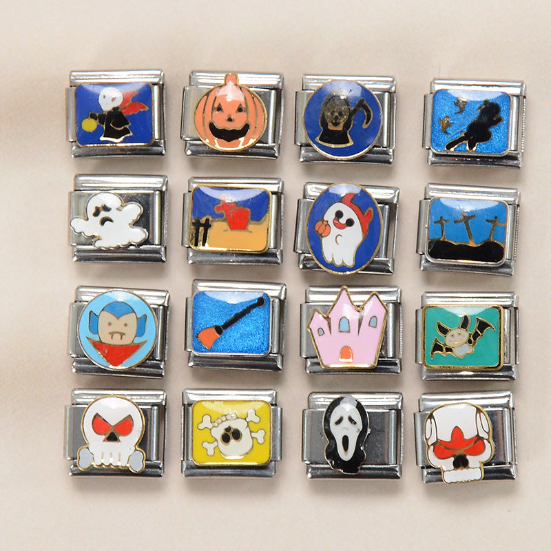 Wholesale Italian Charm Bracelet 9mm DIY Splicing Halloween Elements Stainless Steel Composable Bracelet