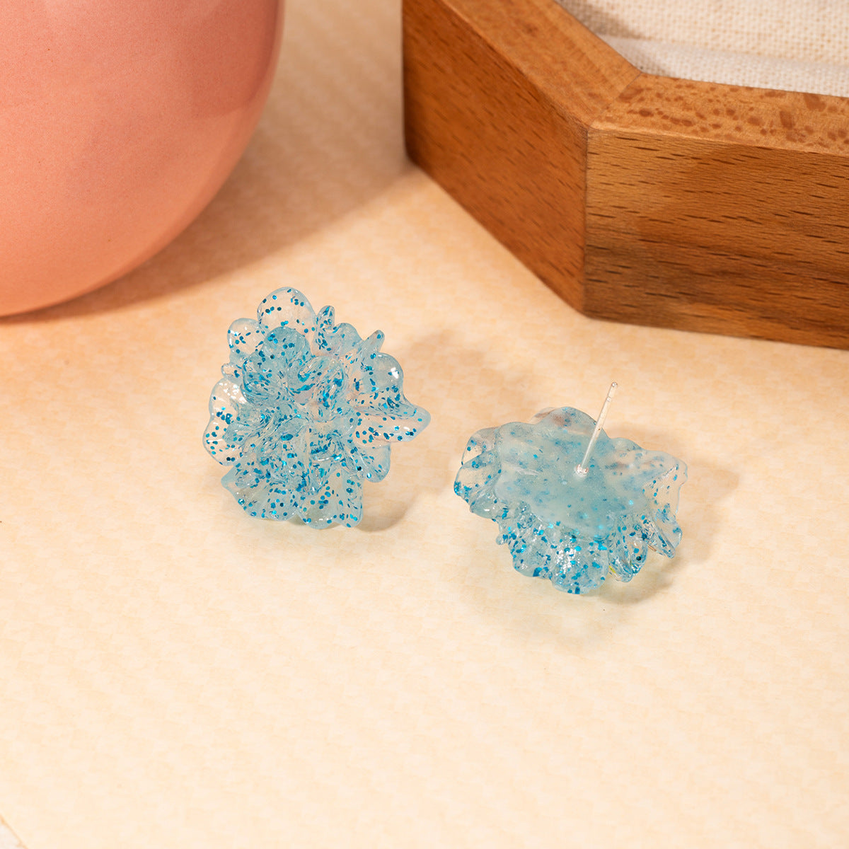 Wholesale Blue hydrangea stud earrings