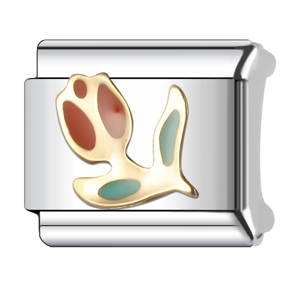 Wholesale Italian Charm Bracelet 9mm DIY Splicing Flower Series Stainless Steel Composable Bracelet