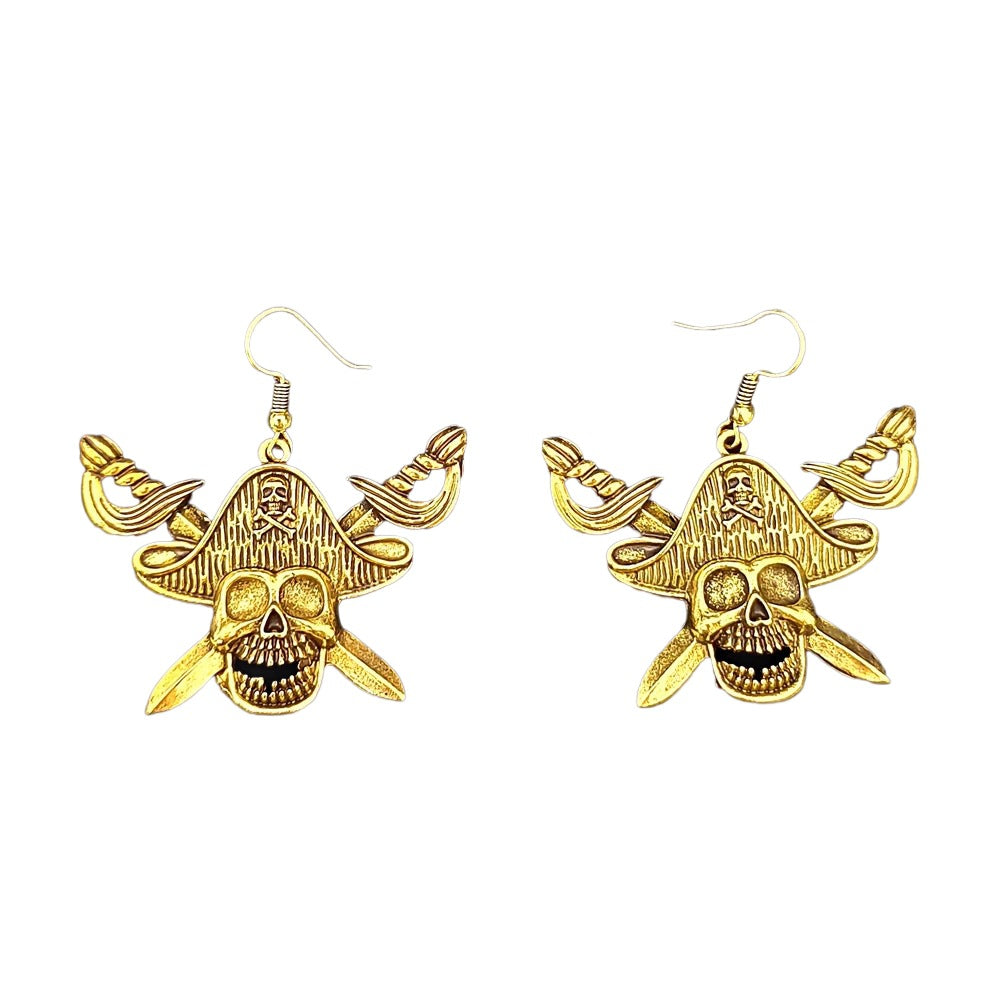 Wholesale Gothic Punk Skull Pumpkin Earrings Alloy Antique Gold Fashion Accessory