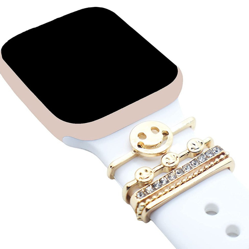 Wholesale Star and Moon Diamond-Encrusted Decorative Ring Suitable for Apple Watch Silicone Strap Decorative Nail Accessories with Sparkling Diamonds