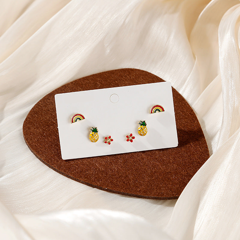 Wholesale Silver Needle Cute Fruit Earrings