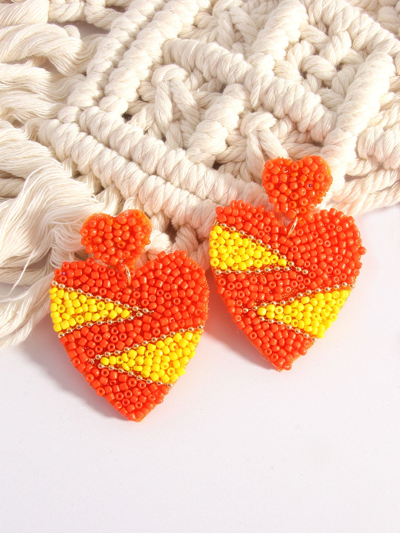 Wholesale Bohemian Love Rice Bead Ethnic Style Handmade Heart-shaped  Earrings