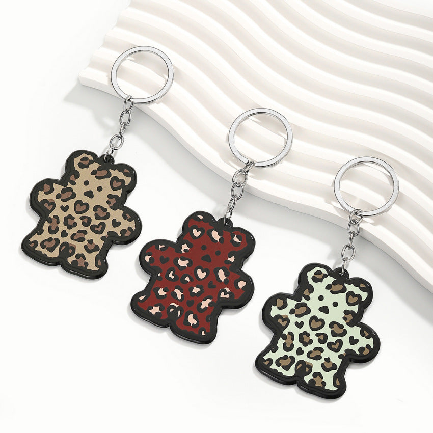 Wholesale Acrylic leopard print bear ice cream keychain