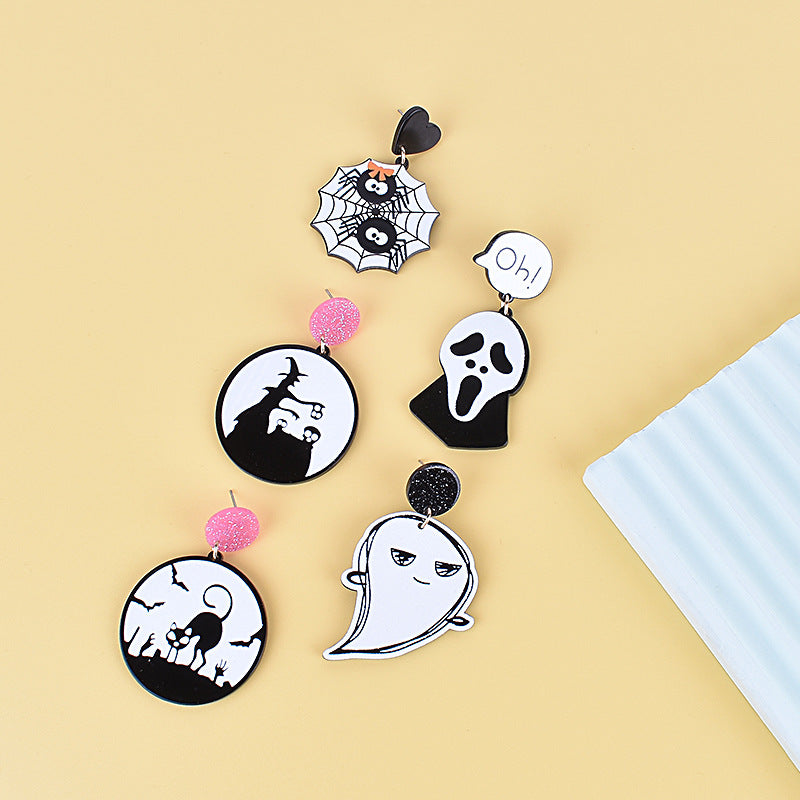 Wholesale Halloween Earrings Witch Tombstone Scream Ghost Acrylic  Earrings
