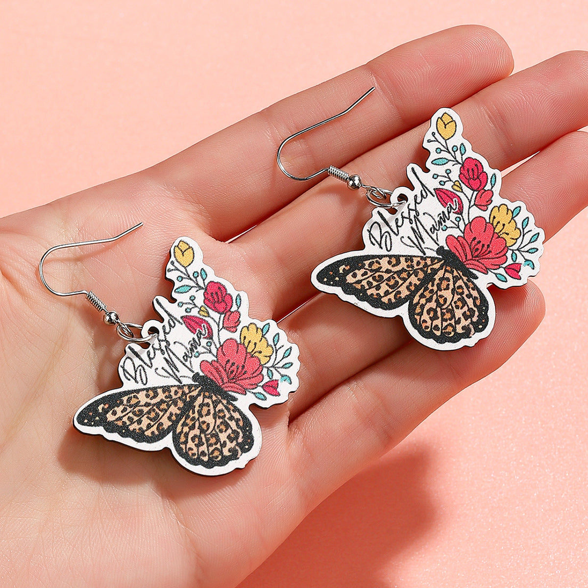 Wholesale  Color Mother's Day Wooden Earrings