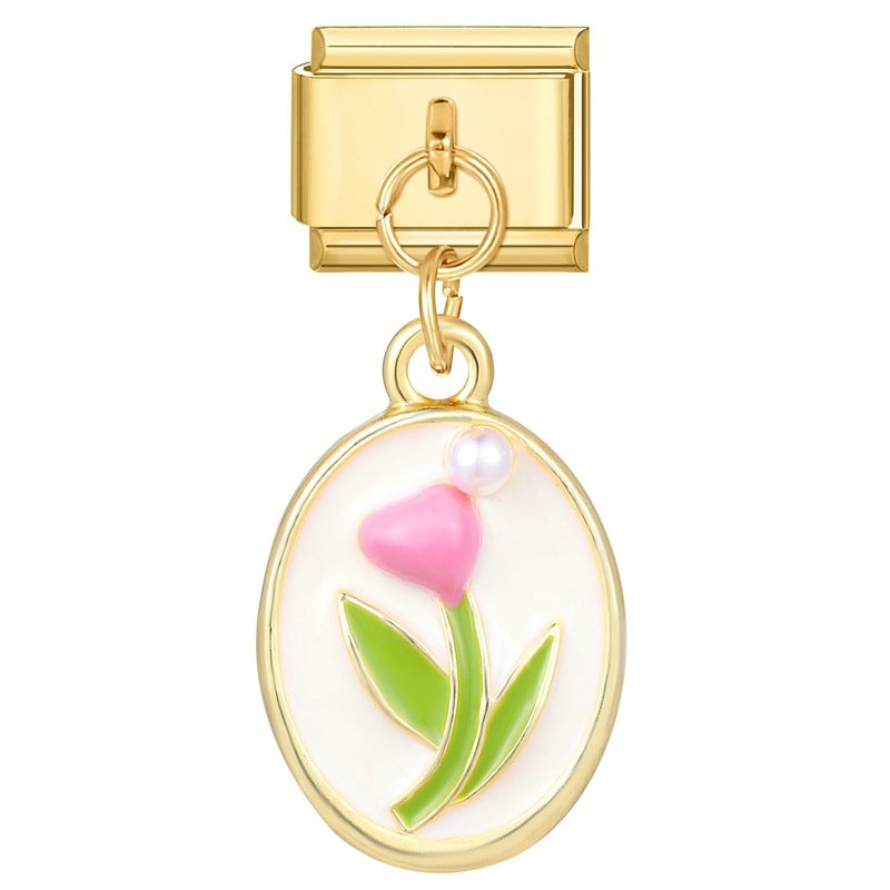 Wholesale Italian Charm Bracelet 9mm DIY Splicing Removable Stainless Steel Gold Base Pendant Composable Bracelet