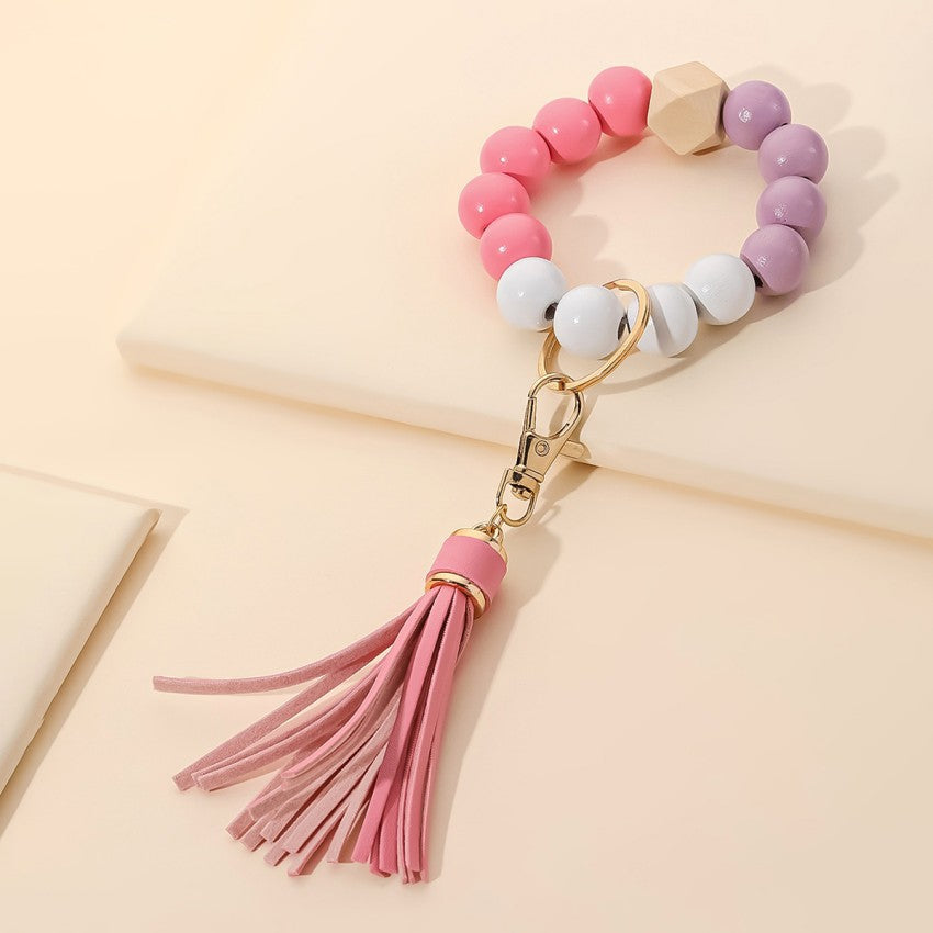 Wholesale Tassel Wood Beads Silicone Beads Bracelet Keychain