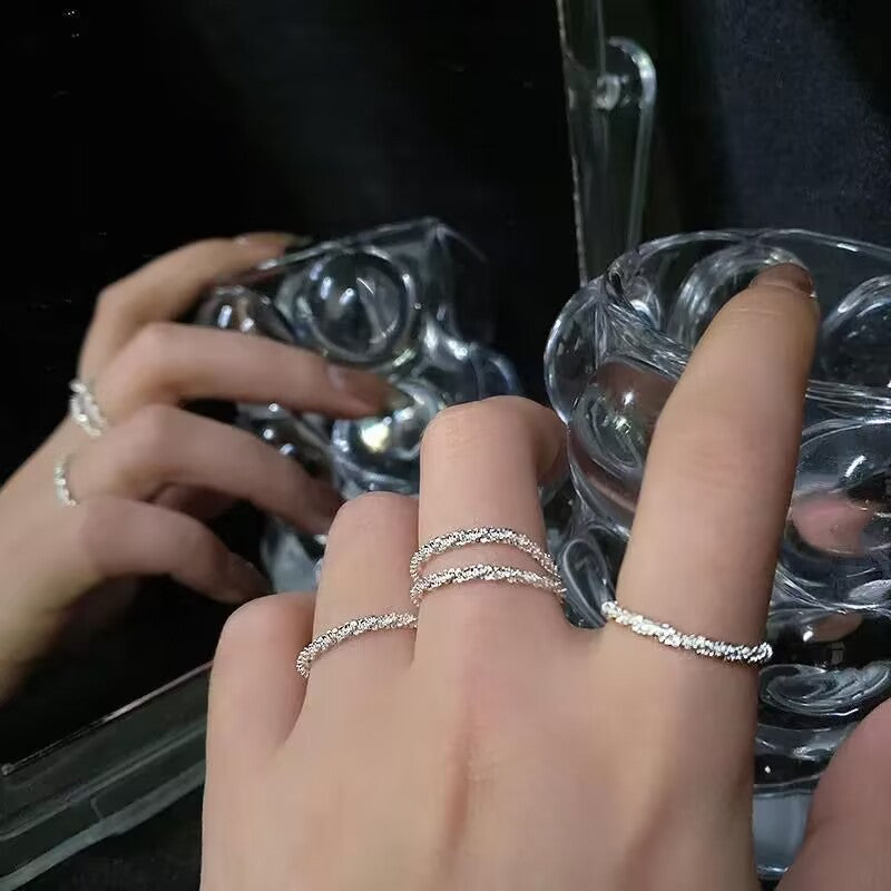 Wholesale Korean Style Sparkling Silver Starry Sky Ring For Women Chic Fashion Accessory Gift For Party