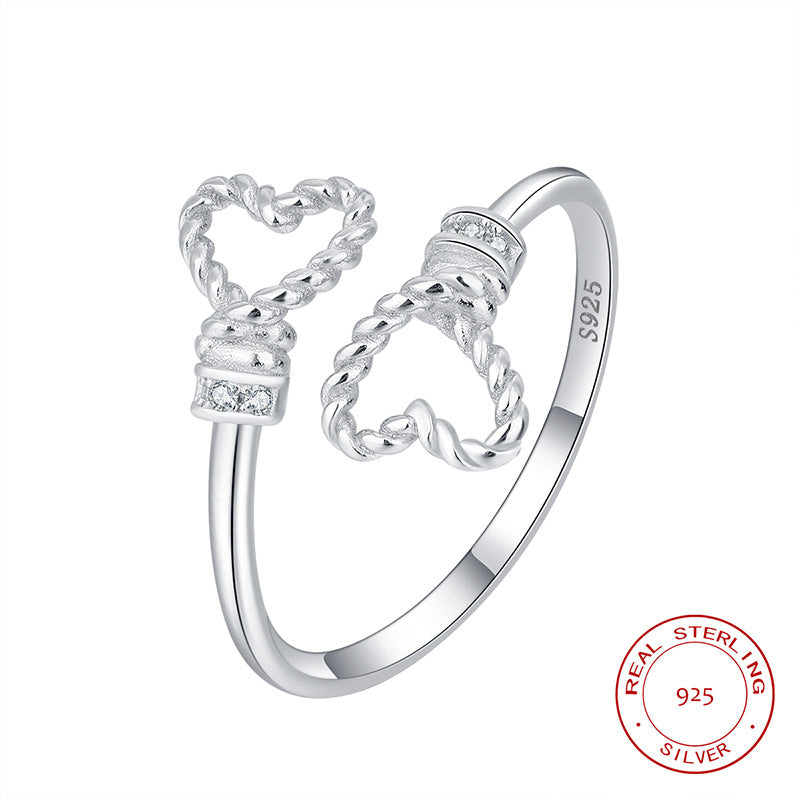 Wholesale s925 Sterling Silver Double Heart Ring