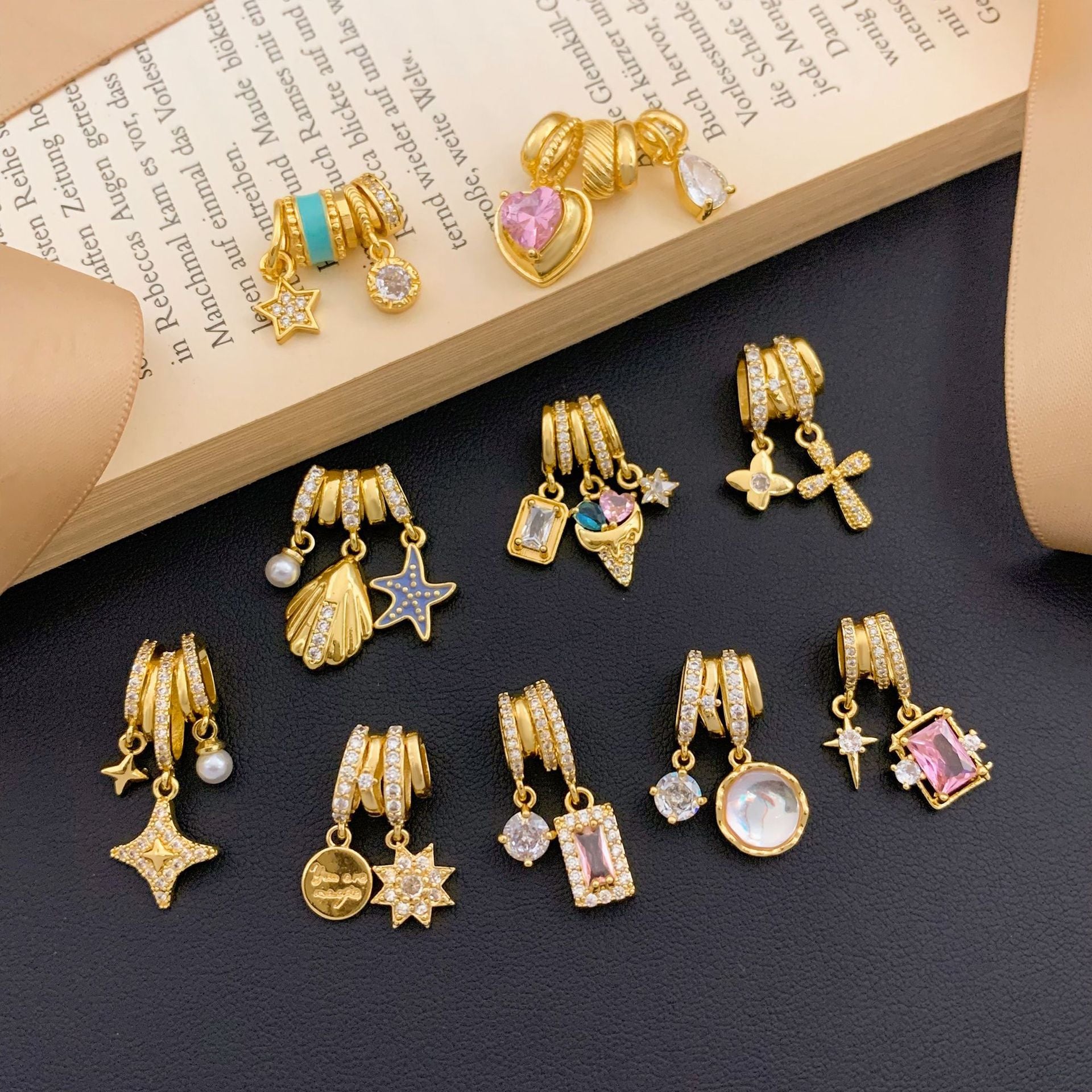 Wholesale Pendant Square Heart Micro-Paved Zircon DIY Jewelry