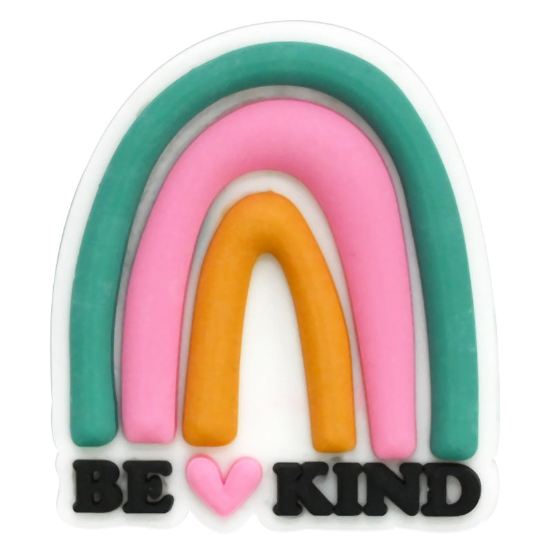 Wholesale Random 100pcs Cartoon Rainbow PVC Soft Rubber Shoe Buckle Decoration ACC-SC-RYY065