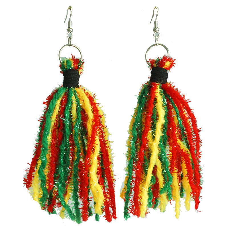 Wholesale 2 Pairs/pack Juneteenth Liberation Day Tassel Wooden Earrings Acrylic Earrings ACC-ES-HY076